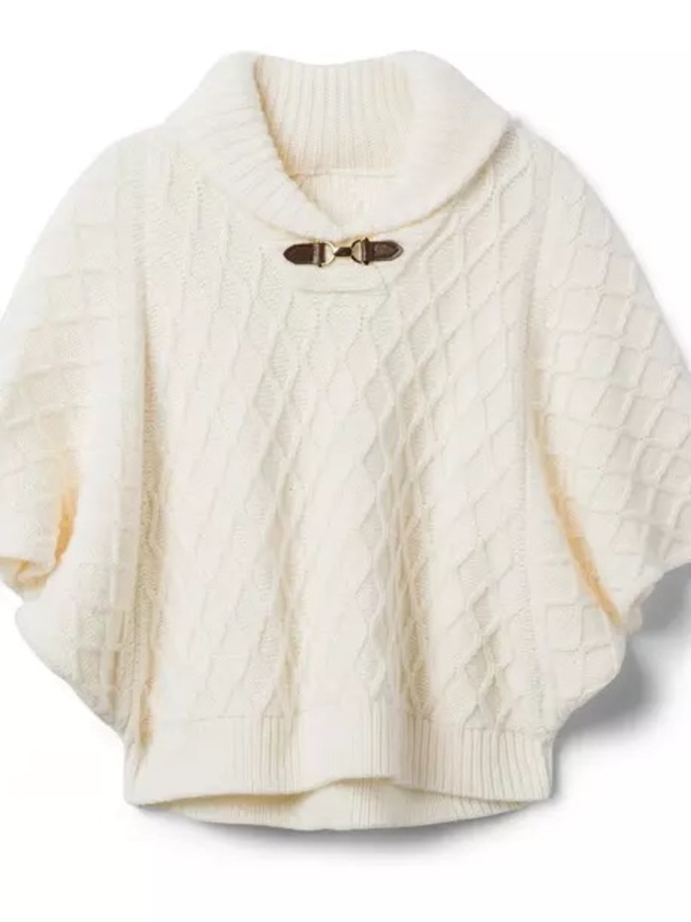 Janie and Jack Cream Cable-Knit Toggle Poncho Sweater - Picture 1 of 3